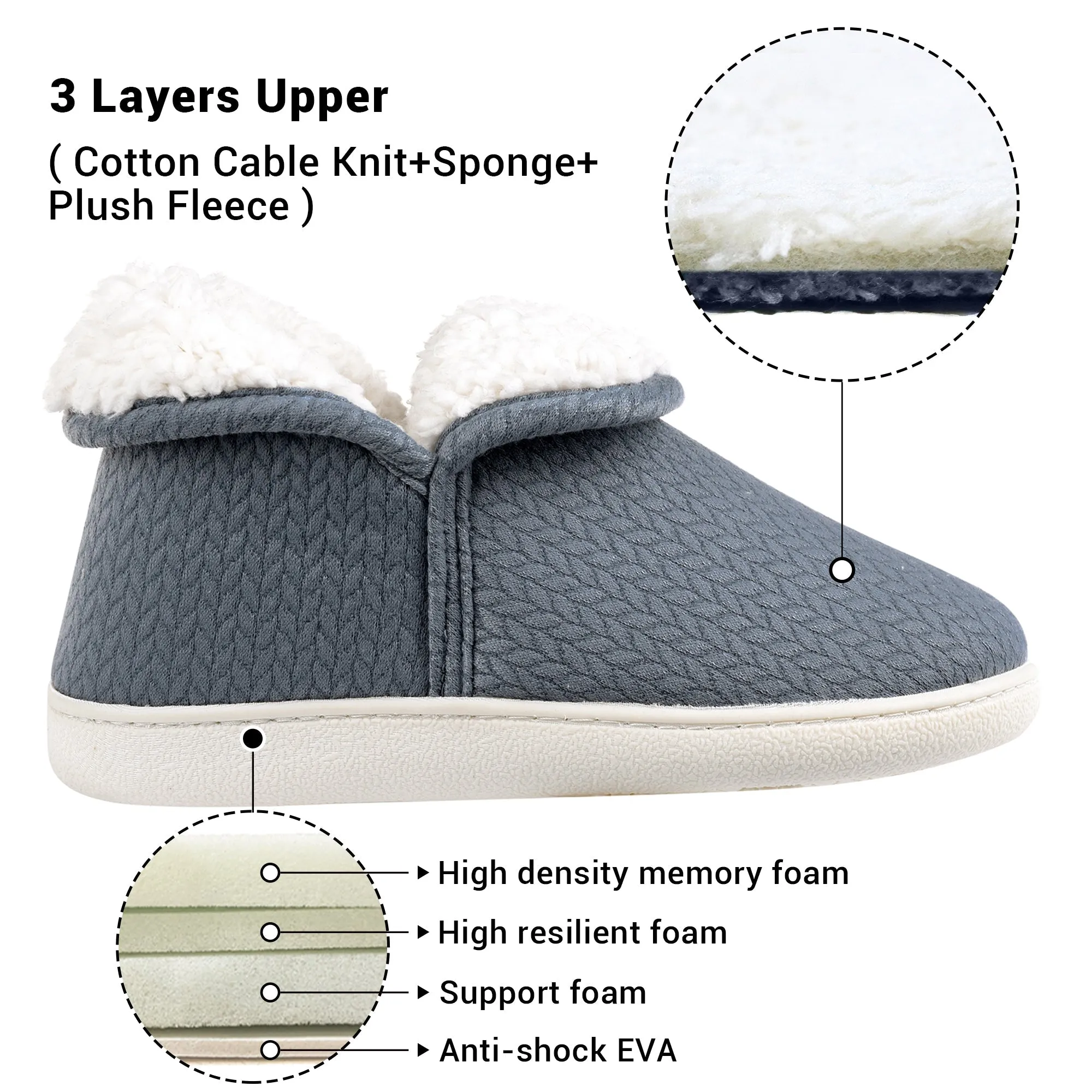 VONMAY Women's Slippers Booties Memory Foam Ankle Boots House Shoes