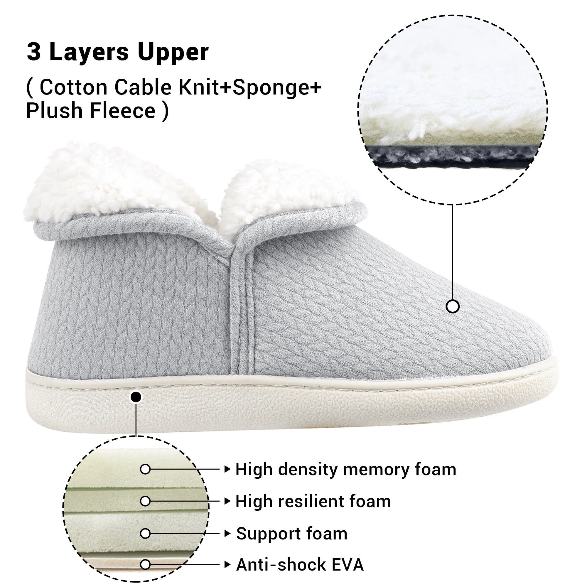 VONMAY Women's Slippers Booties Memory Foam Ankle Boots House Shoes