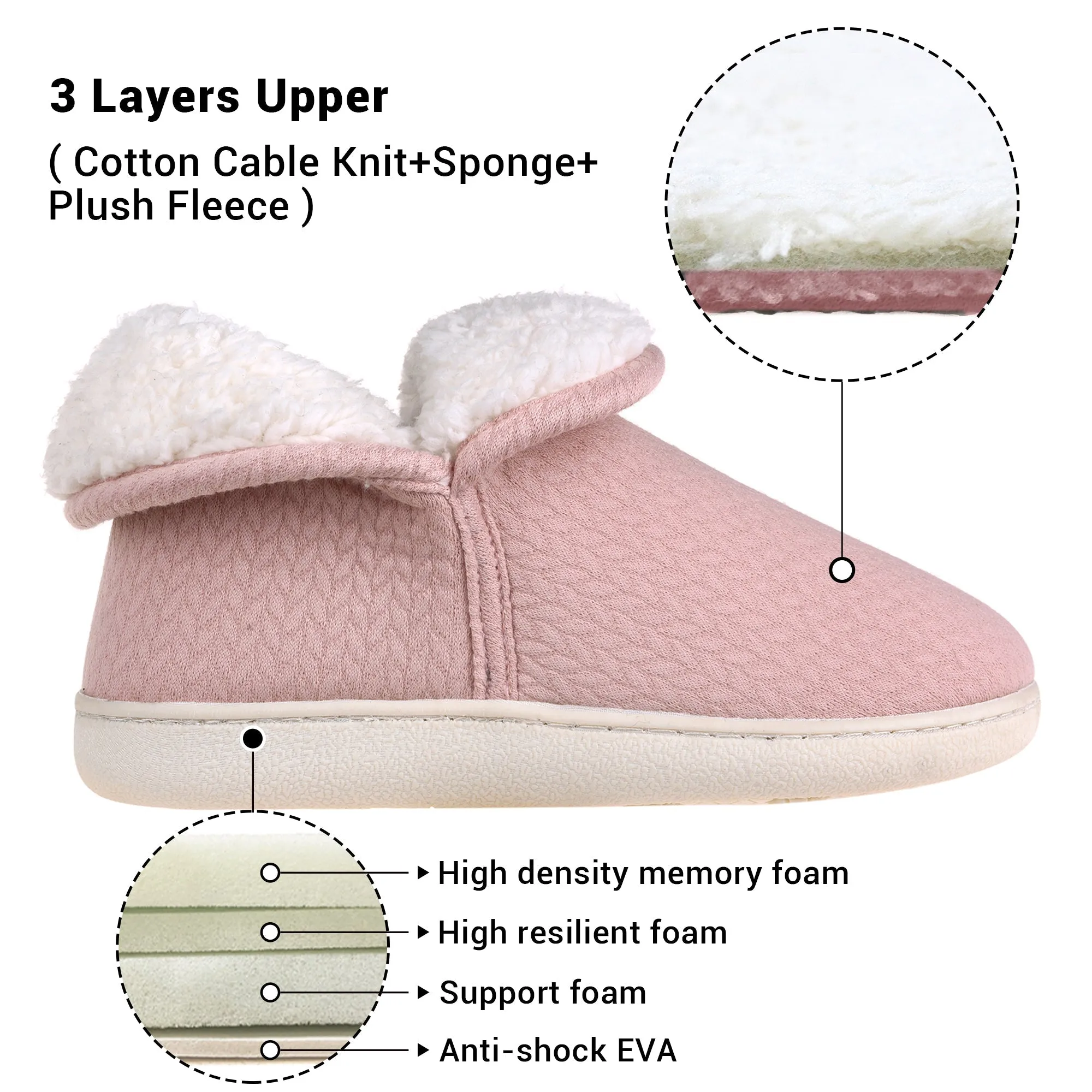 VONMAY Women's Slippers Booties Memory Foam Ankle Boots House Shoes