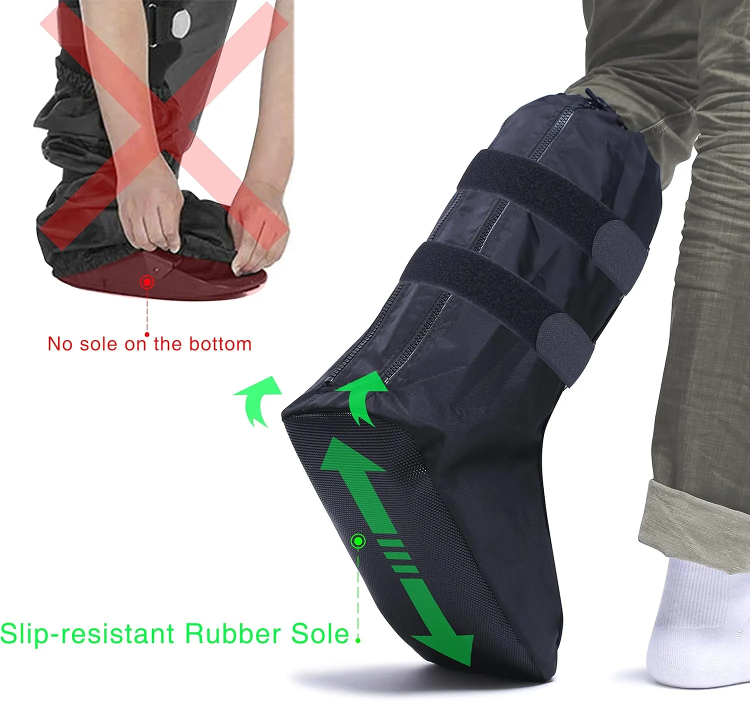 Walking Boot Cover Medical Cast Fracture Orthopedic Brace Leg Foot Support with Sole High Tall Black L