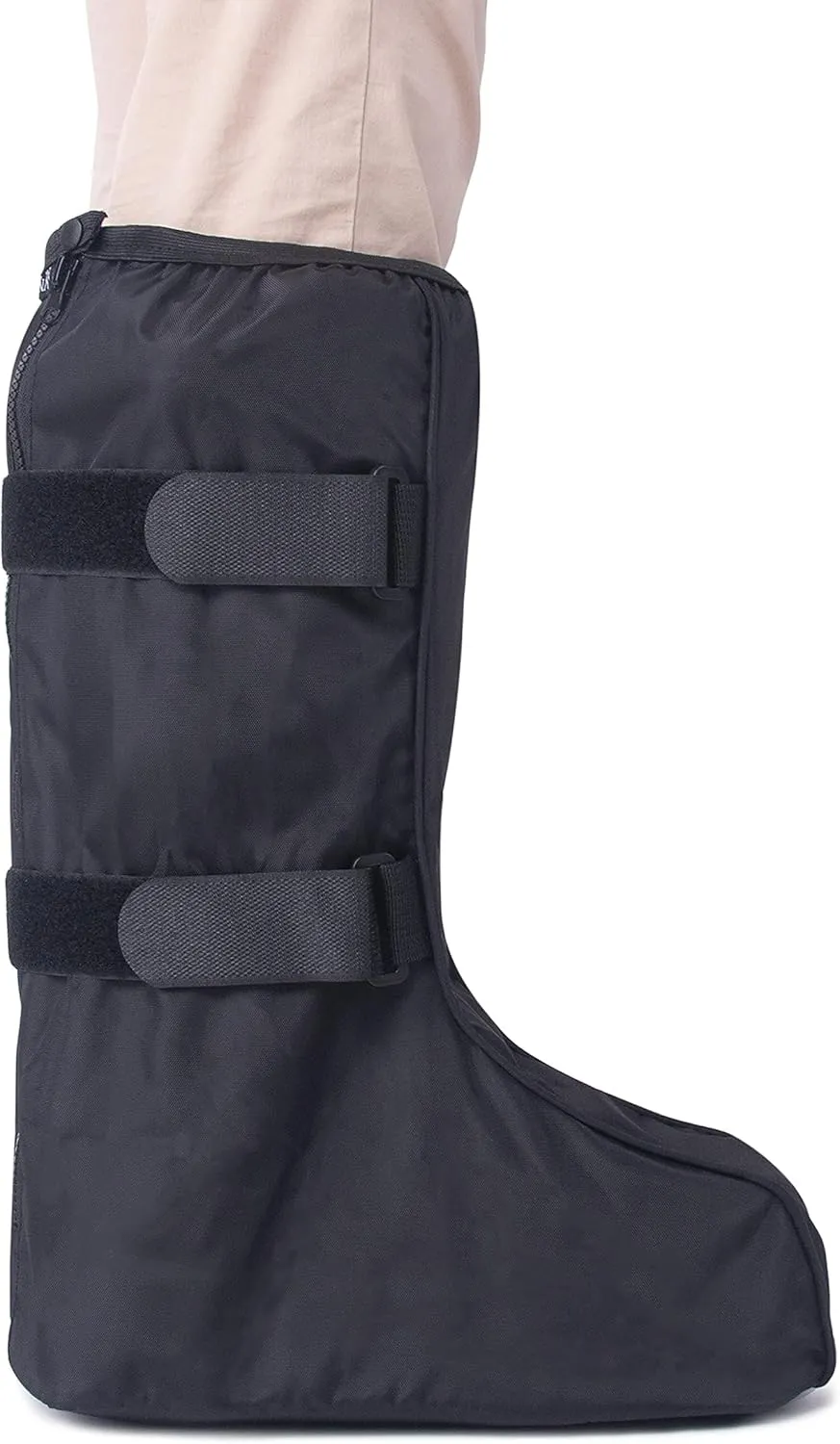 Walking Boot Cover Medical Cast Fracture Orthopedic Brace Leg Foot Support with Sole High Tall Black L
