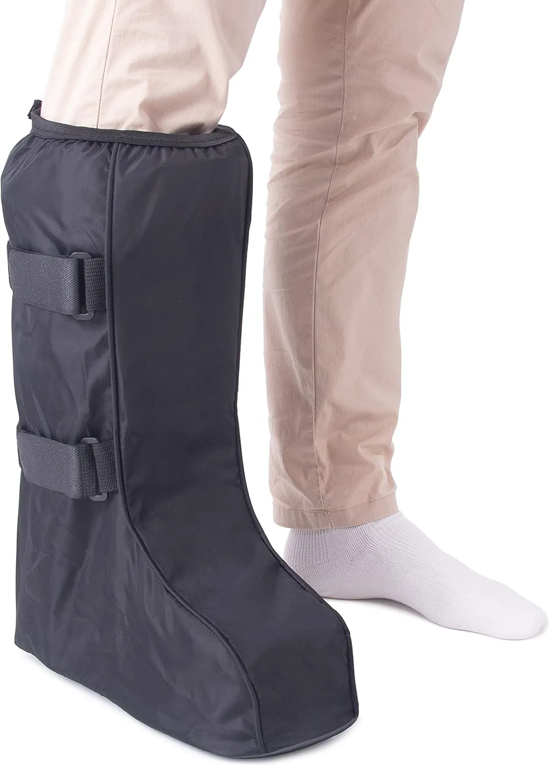 Walking Boot Cover Medical Cast Fracture Orthopedic Brace Leg Foot Support with Sole High Tall Black L