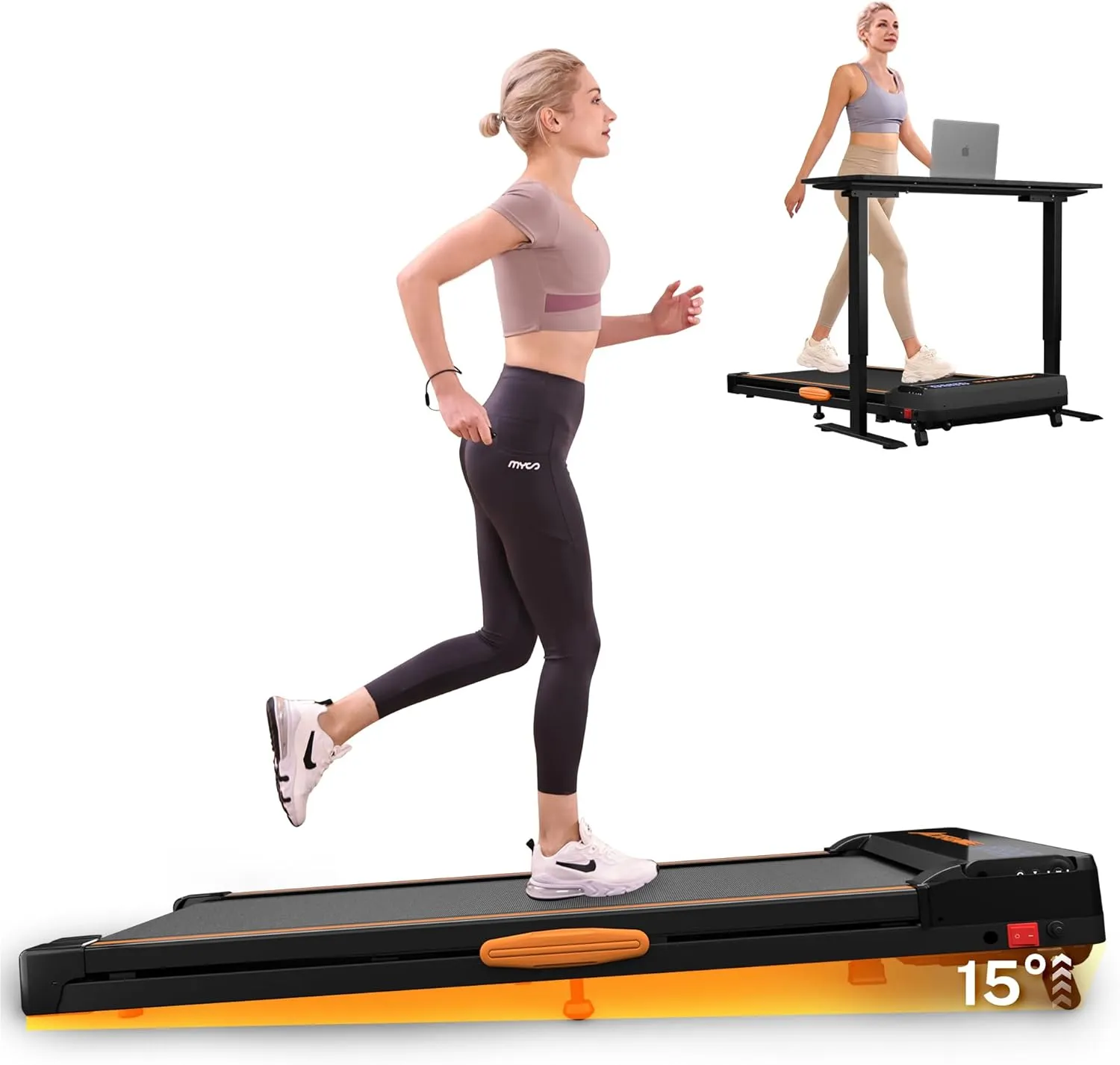 Walking Pad with Incline, Under Desk Portable Foldable Treadmill for Home Office, Walking Pad 4 in 1 for Walking Running, 2.5HP Compact Small Treadmill with Remote Control