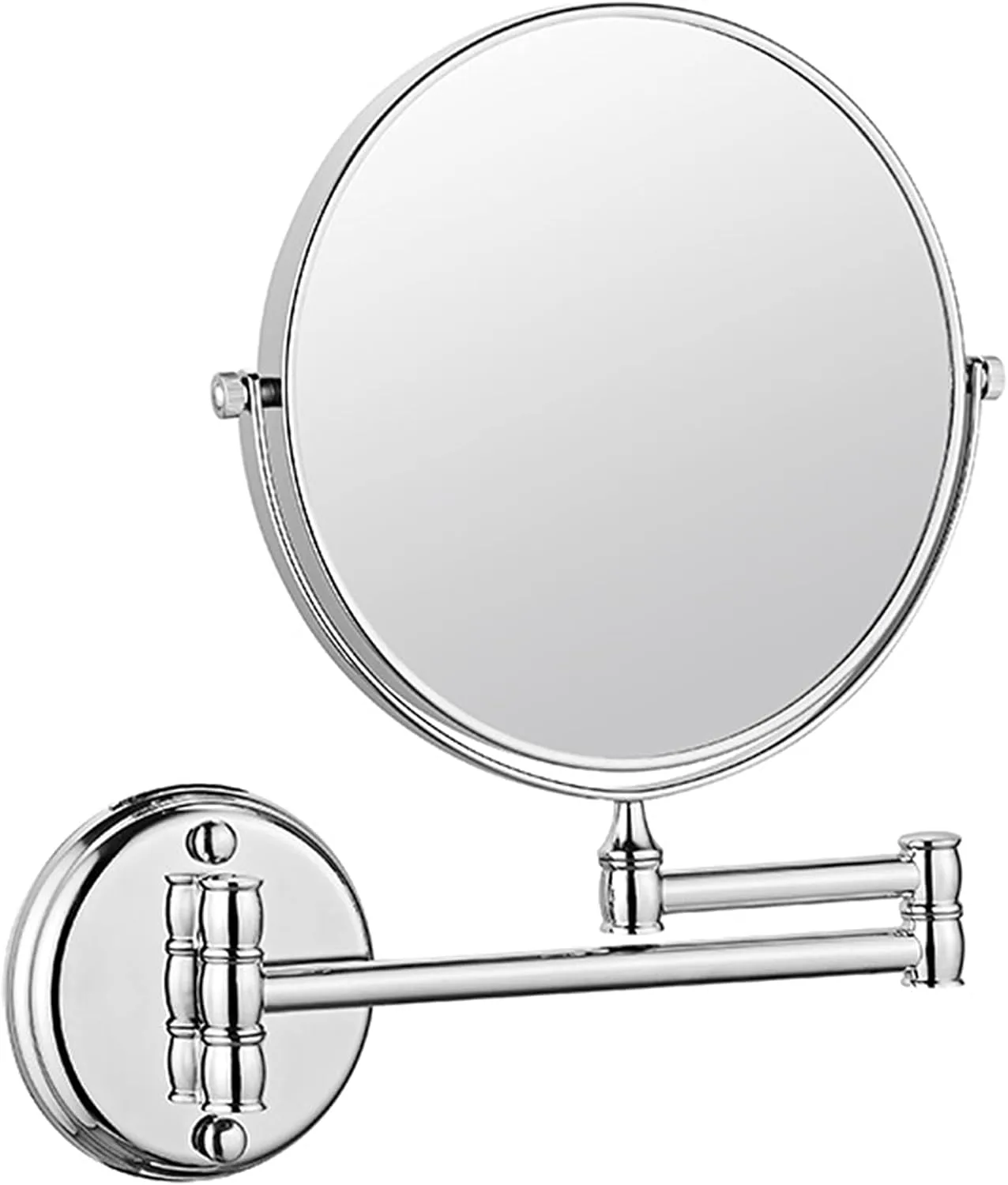 Wall Mounted Makeup Mirror, 8 inch Chrome Finish Double Sided Magnifying Shaving Mirror, 360° Swivel Extendable Bathroom Round Vanity Mirrors,5X (Color : 5X)