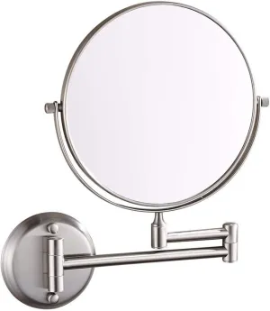 Wall Mounted Makeup Mirror, 8 inch Nickel Finish Double Sided Magnifying Shaving Mirror, 360° Swivel Extendable Folding Bathroom Vanity Mirrors,10x (Color : 7X)