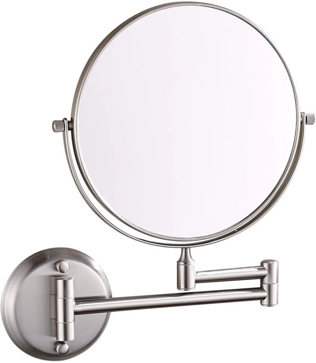 Wall Mounted Makeup Mirror, 8 inch Nickel Finish Double Sided Magnifying Shaving Mirror, 360° Swivel Extendable Folding Bathroom Vanity Mirrors,10x (Color : 7X)