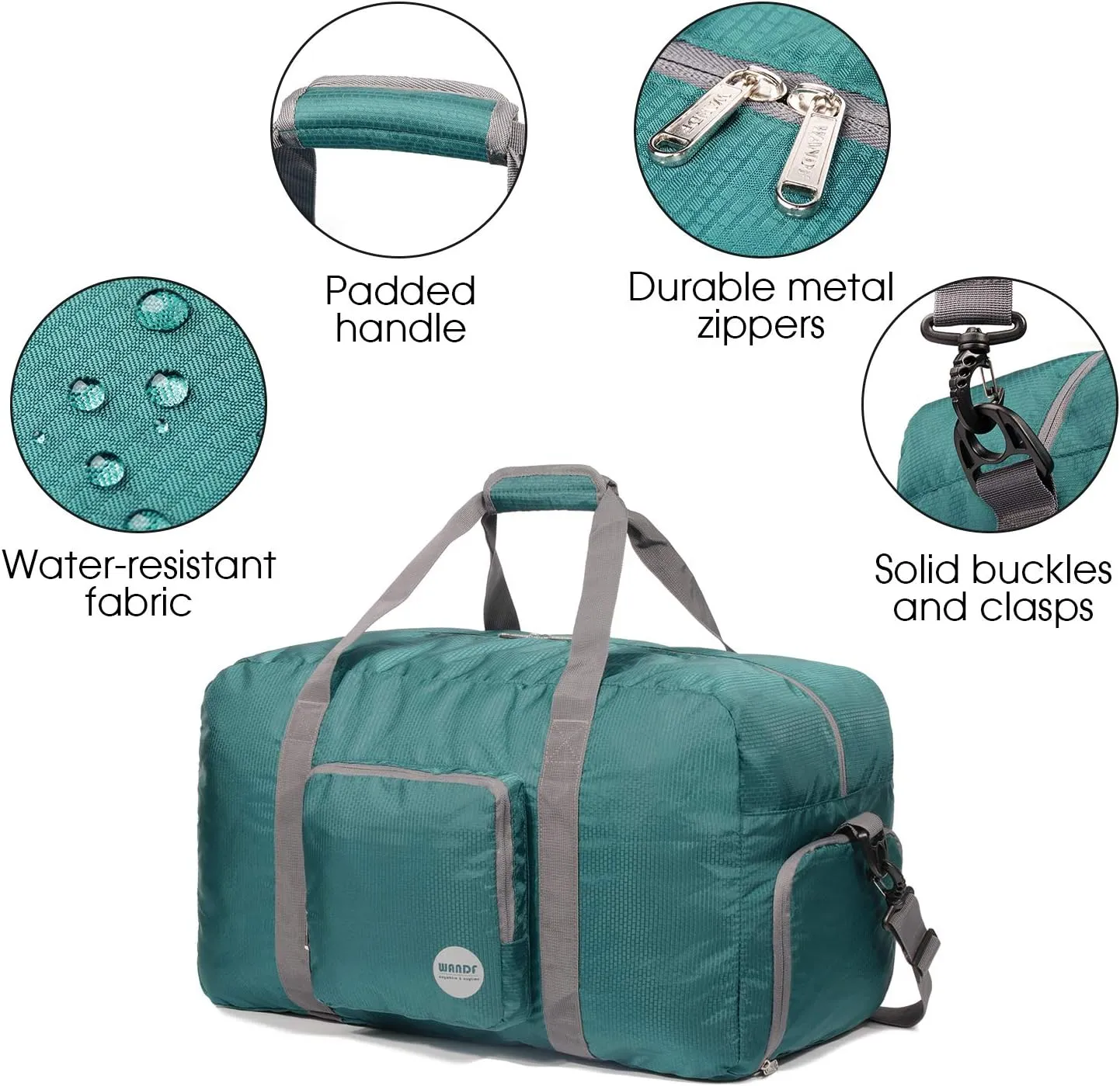 WANDF Foldable Travel Duffel Bag 60-120L Duffle Carry on for Women and Men