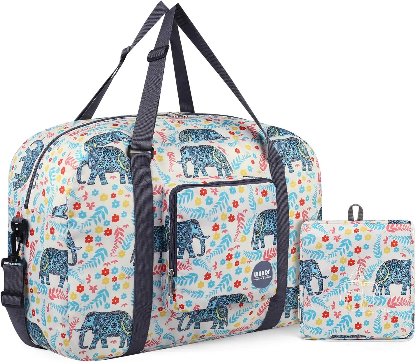 WANDF For Spirit Airlines Personal Item Bag 18x14x8 Foldable Travel Duffel Carry on Weekender Overnight for Women Men