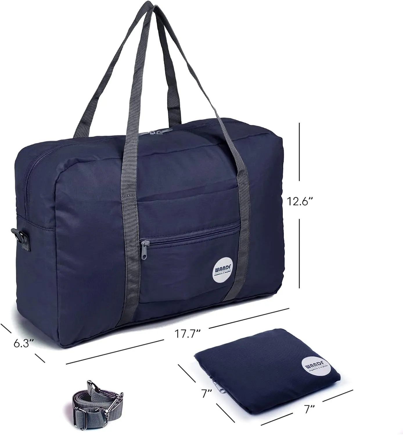WANDF For Spirit Airlines Personal Item Bag 18x14x8 Travel Duffel Bag Underseat Foldable Carry-on Luggage for Women