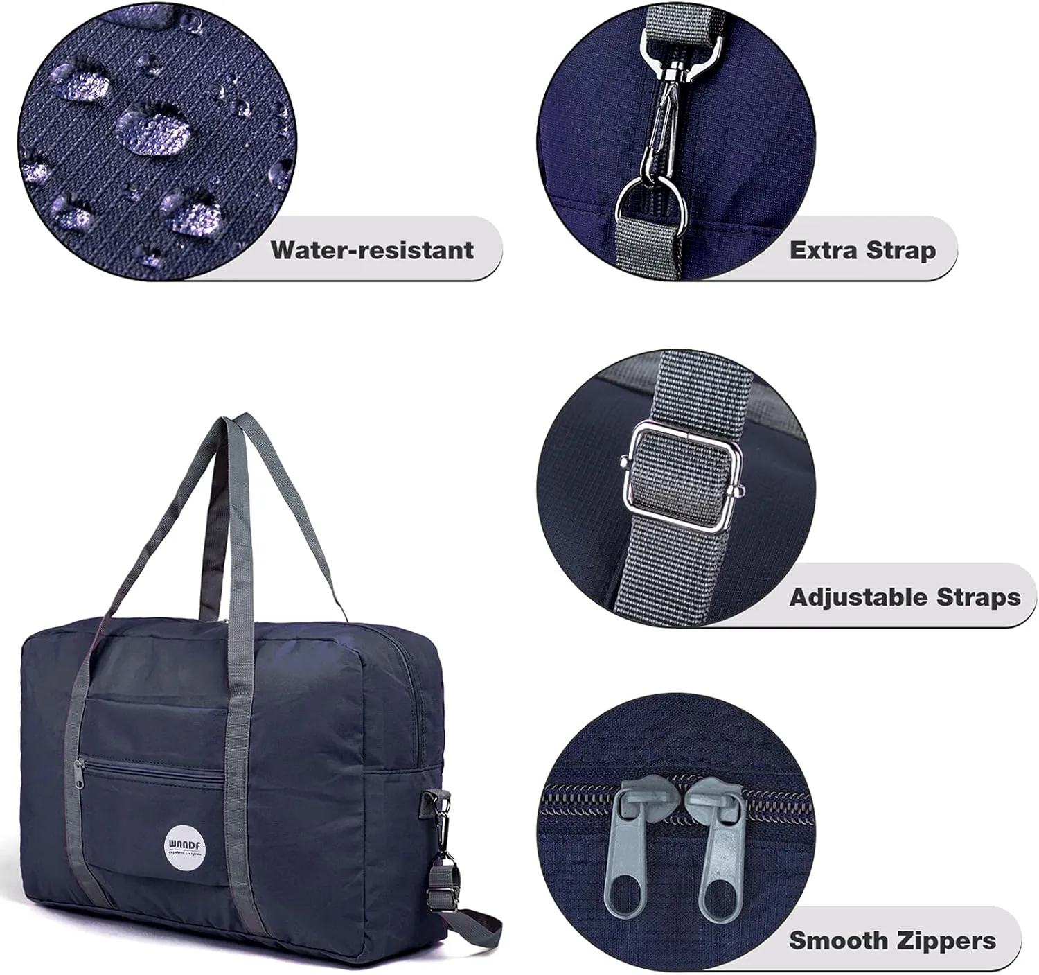 WANDF For Spirit Airlines Personal Item Bag 18x14x8 Travel Duffel Bag Underseat Foldable Carry-on Luggage for Women