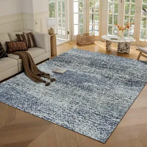 Washable Area Rug - 1/6 Thick - Stain & Water Resistant Non-Slip - Resistant Rug for Living Room, Bedroom, Nursery, Pet & Child Friendly, Vintage Charm Area Rugs (Grey LightTeal, 9' x 12')