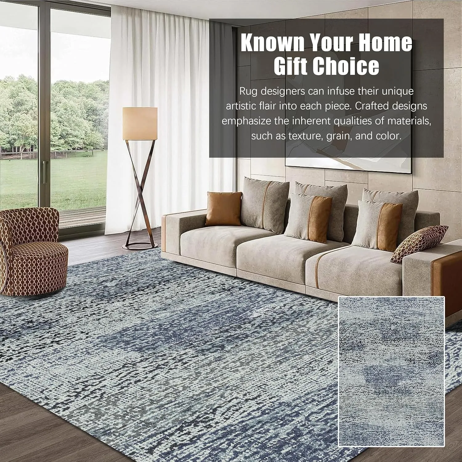 Washable Area Rug - 1/6 Thick - Stain & Water Resistant Non-Slip - Resistant Rug for Living Room, Bedroom, Nursery, Pet & Child Friendly, Vintage Charm Area Rugs (Grey LightTeal, 9' x 12')
