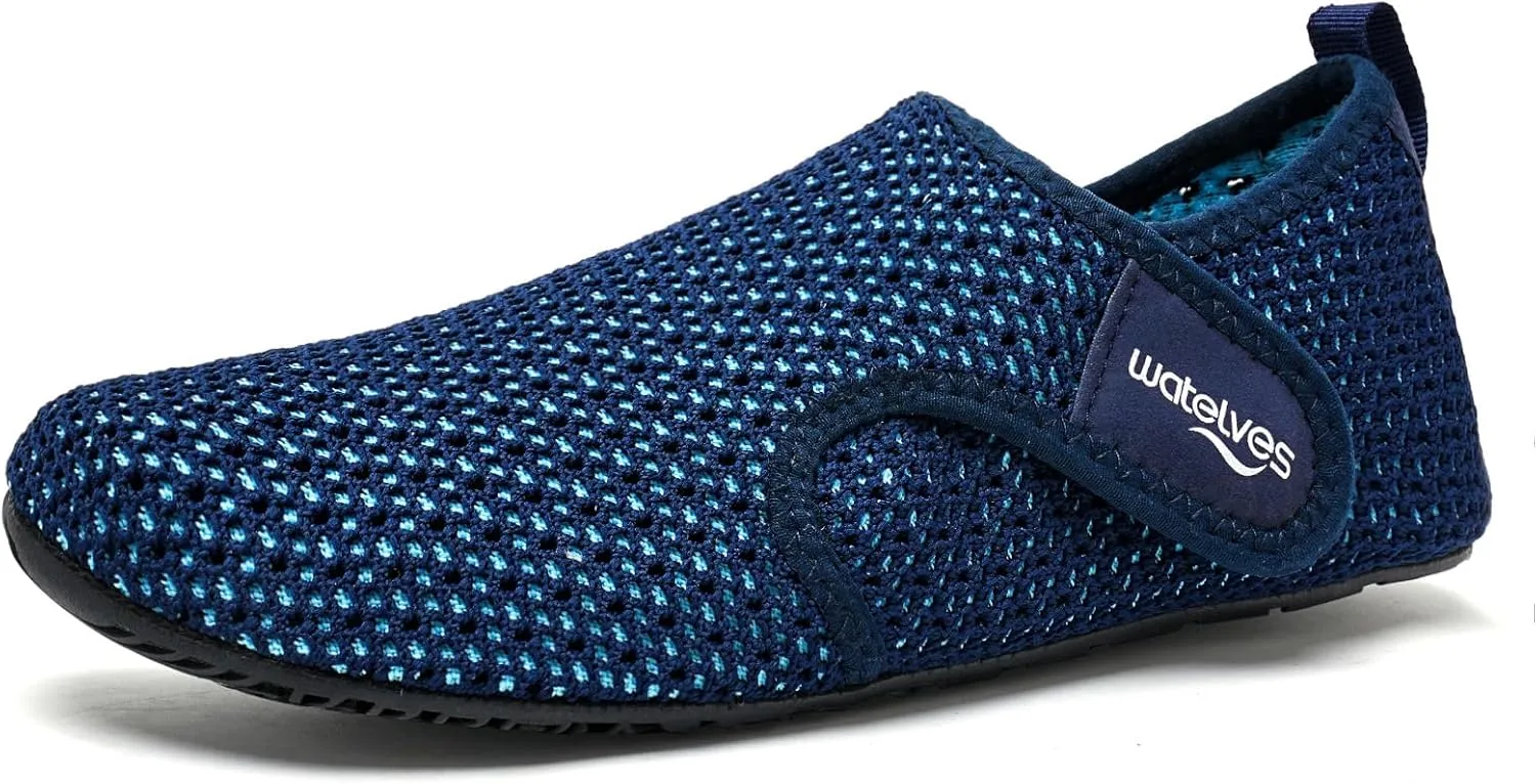 WateLves Water Shoes for Women Men Swim Beach Aqua Socks Quick Dry Barefoot House Slippers Travel Shoes with Adjustable Magic Tape for Pool Diving Boating Yoga Surf