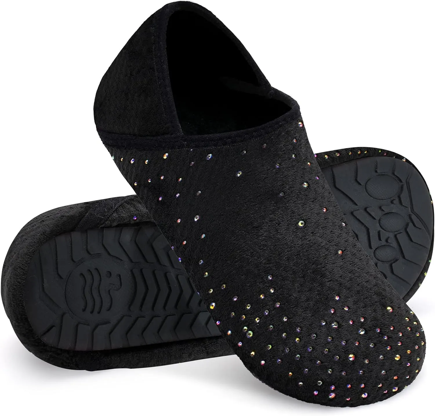WateLves Womens & Mens Lightweight Cozy Faux Furry House Slippers - Rubber Sole Slip On Sock Shoes - Foldable Travel Slippers - Indoor & Outdoor