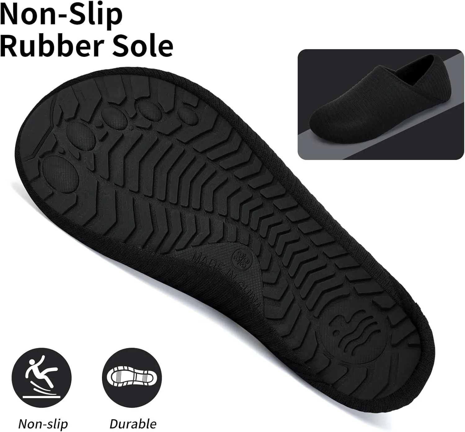 WateLves Womens & Mens Lightweight Cozy Faux Furry House Slippers - Rubber Sole Slip On Sock Shoes - Foldable Travel Slippers - Indoor & Outdoor