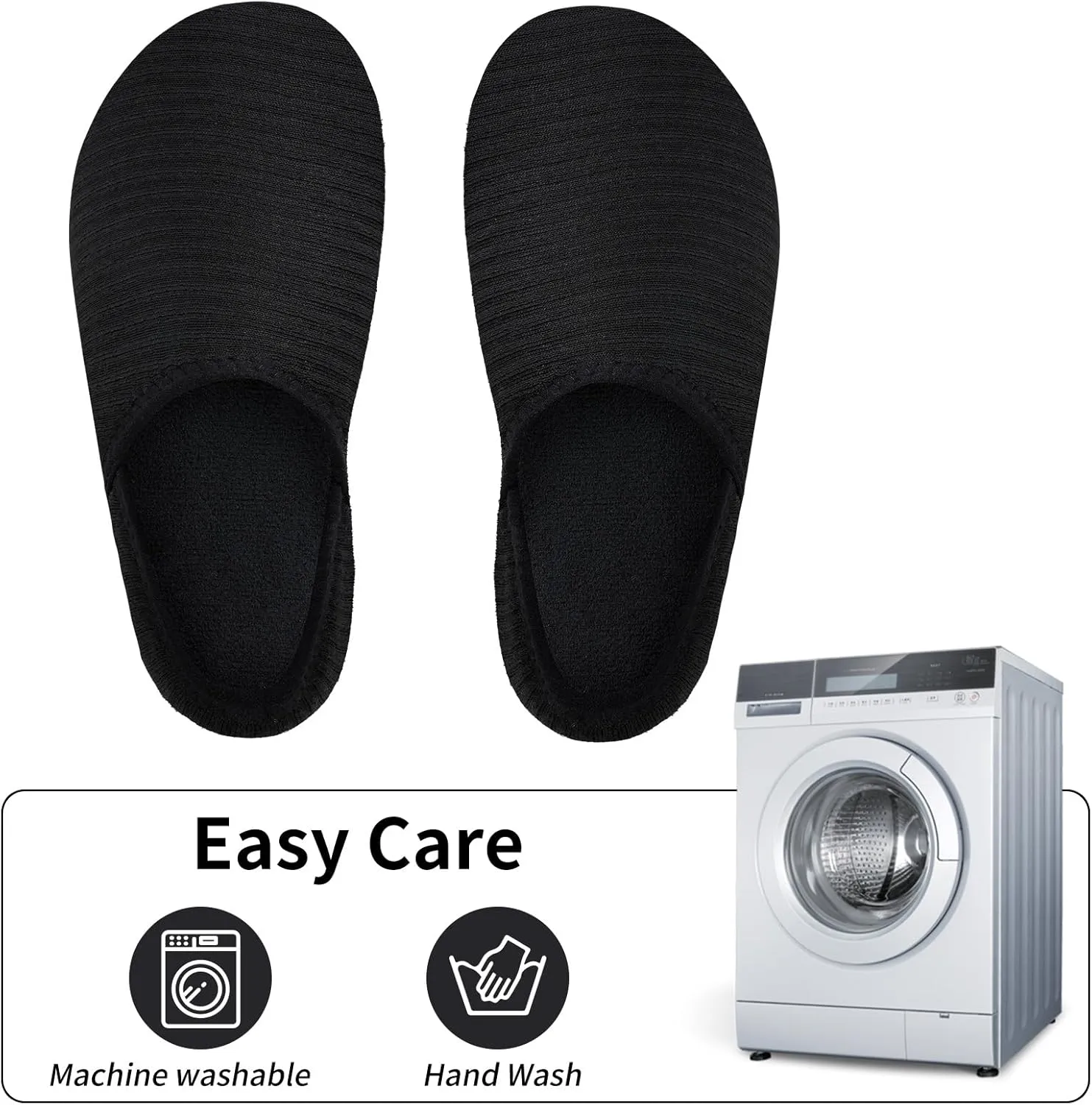 WateLves Womens & Mens Lightweight Cozy Faux Furry House Slippers - Rubber Sole Slip On Sock Shoes - Foldable Travel Slippers - Indoor & Outdoor