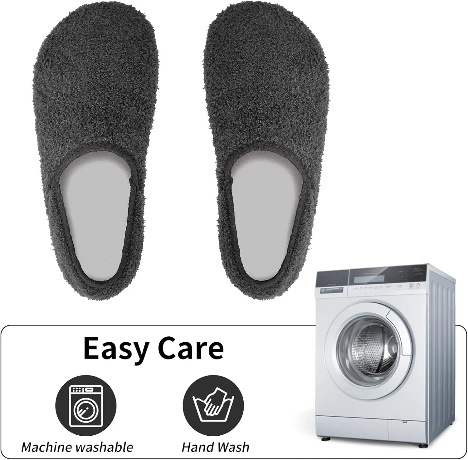 WateLves Womens & Mens Lightweight Cozy Faux Furry House Slippers - Rubber Sole Slip On Sock Shoes - Foldable Travel Slippers - Indoor & Outdoor