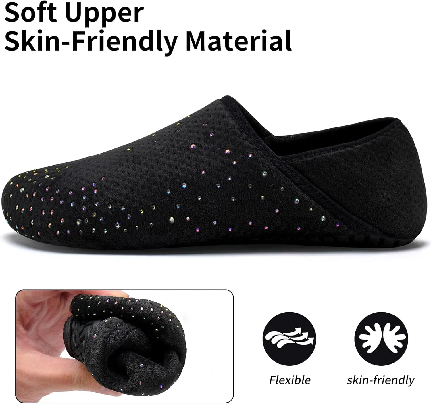 WateLves Womens & Mens Lightweight Cozy Faux Furry House Slippers - Rubber Sole Slip On Sock Shoes - Foldable Travel Slippers - Indoor & Outdoor