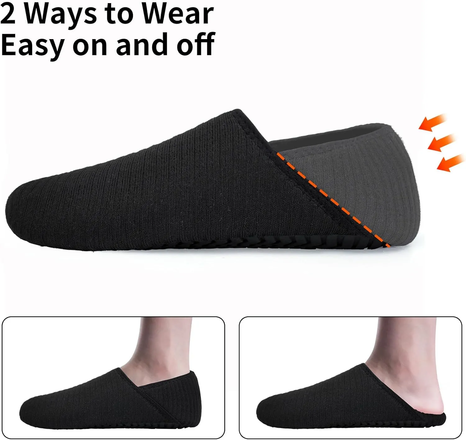 WateLves Womens & Mens Lightweight Cozy Faux Furry House Slippers - Rubber Sole Slip On Sock Shoes - Foldable Travel Slippers - Indoor & Outdoor