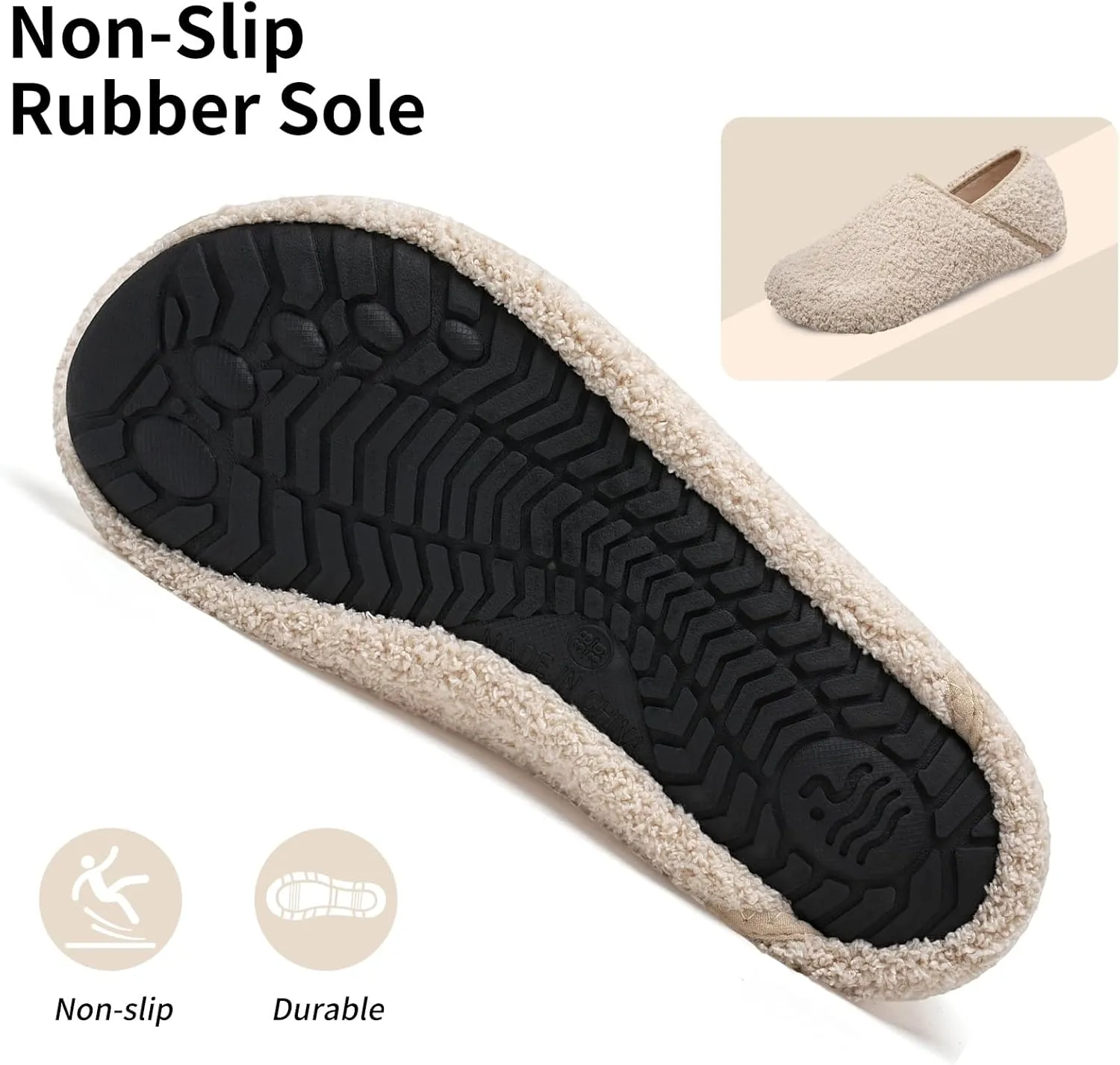 WateLves Womens & Mens Lightweight Cozy Faux Furry House Slippers - Rubber Sole Slip On Sock Shoes - Foldable Travel Slippers - Indoor & Outdoor
