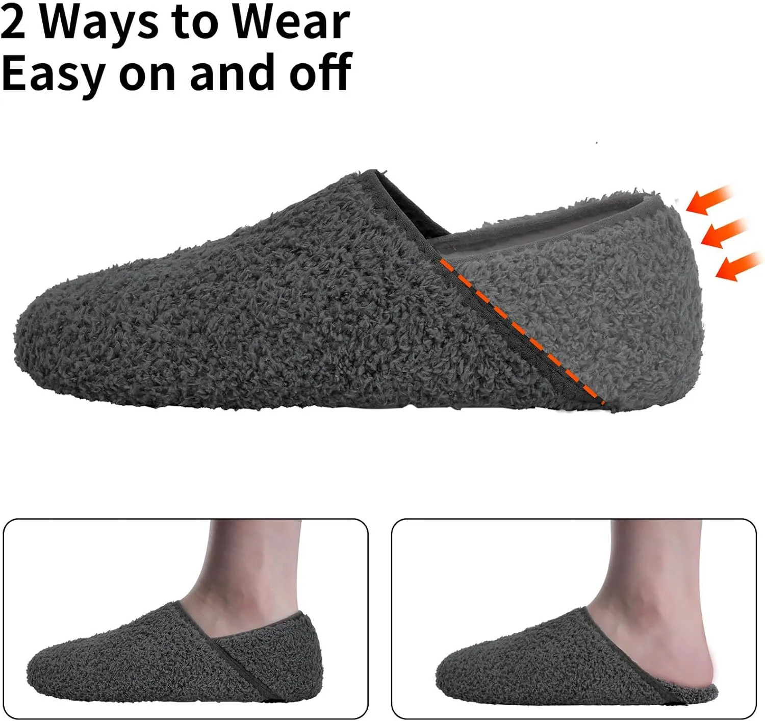 WateLves Womens & Mens Lightweight Cozy Faux Furry House Slippers - Rubber Sole Slip On Sock Shoes - Foldable Travel Slippers - Indoor & Outdoor