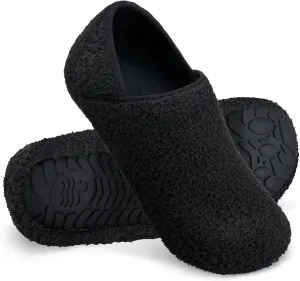 WateLves Womens & Mens Lightweight Cozy Faux Furry House Slippers - Rubber Sole Slip On Sock Shoes - Foldable Travel Slippers - Indoor & Outdoor
