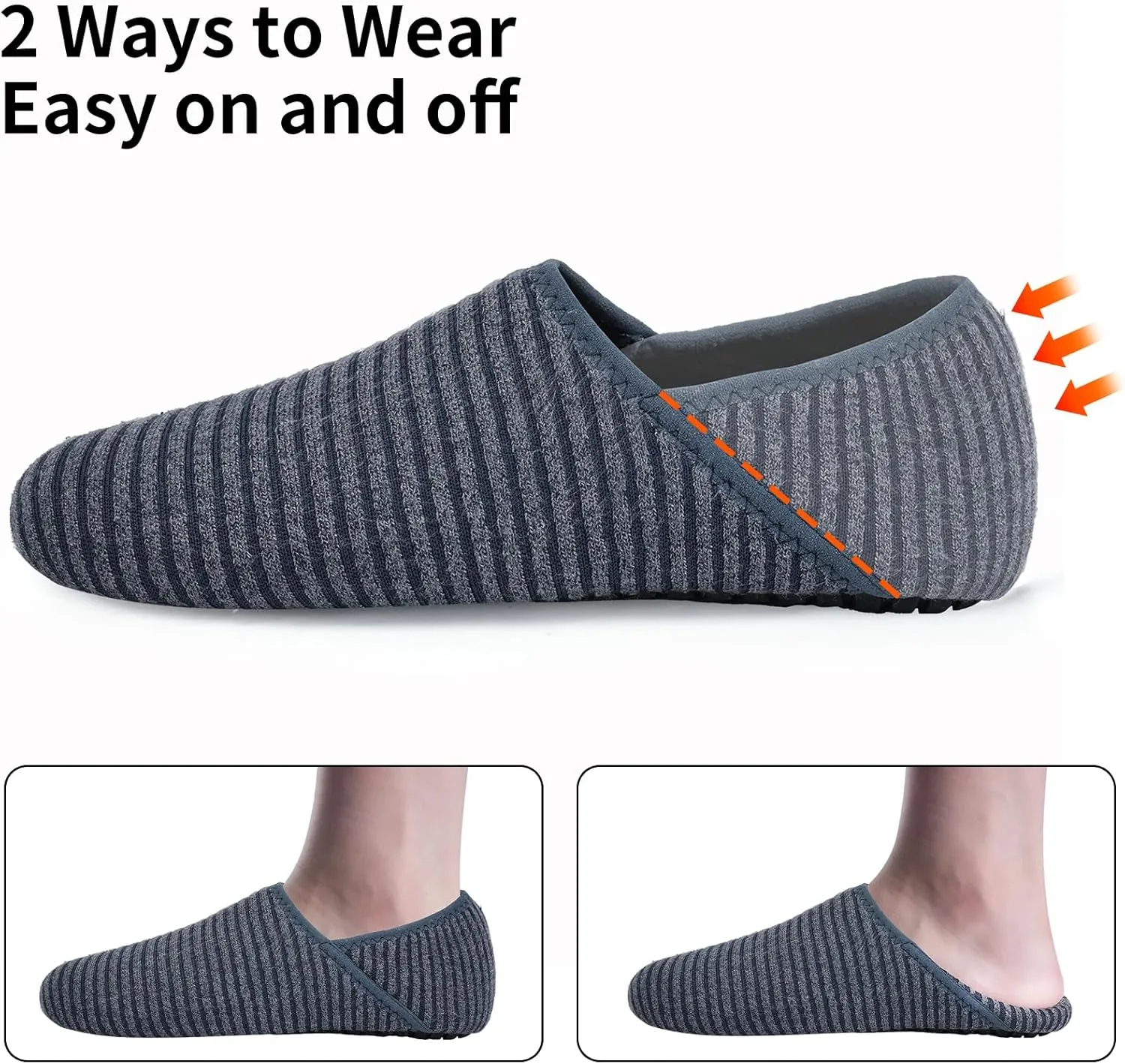 WateLves Womens & Mens Lightweight Cozy Faux Furry House Slippers - Rubber Sole Slip On Sock Shoes - Foldable Travel Slippers - Indoor & Outdoor