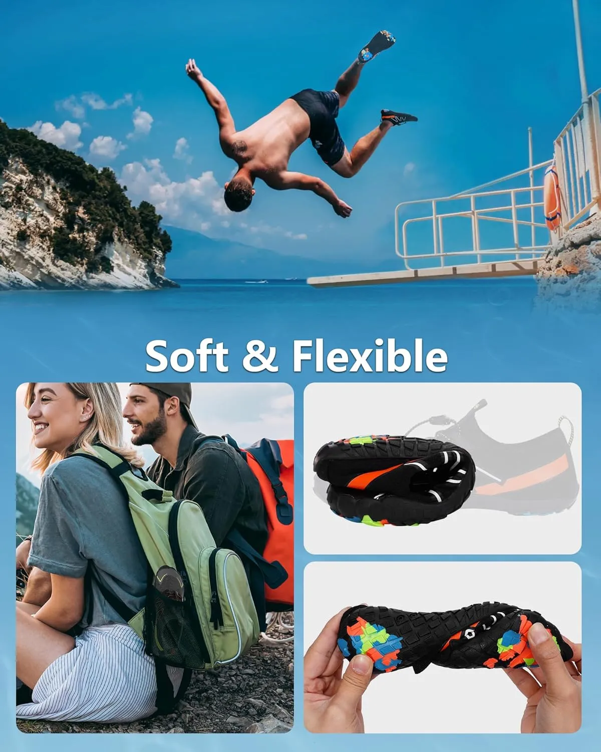 Water Shoes Women Men Adult Quick-Dry Aqua Socks Breathable Barefoot Shoes for Swim Beach River Pool Lake Hiking Kayaking Surfing