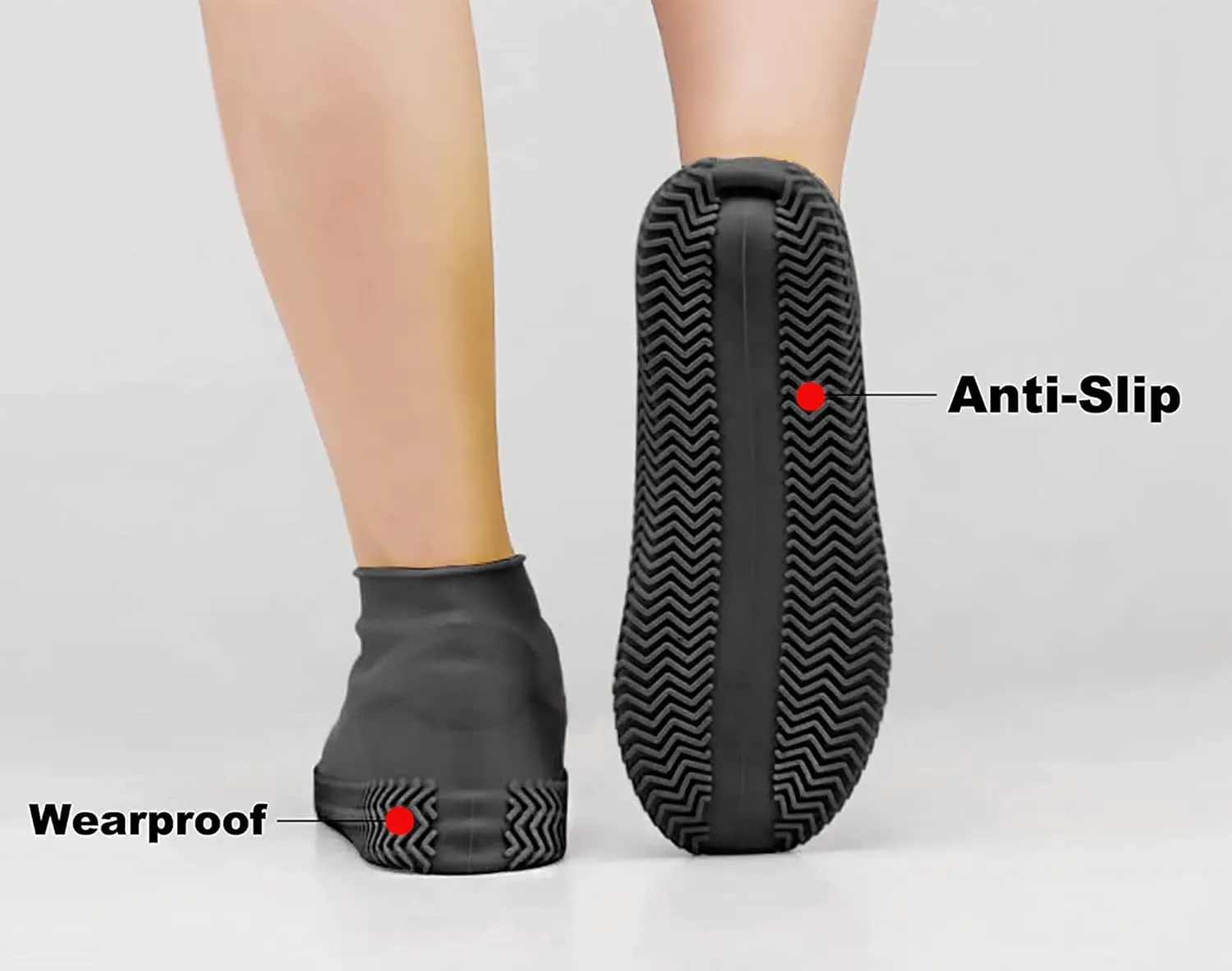Waterproof Silicone Shoe Covers, Reusable Shoe Covers for Men Women, Non Slip, Rain Covers for Shoes Black Large