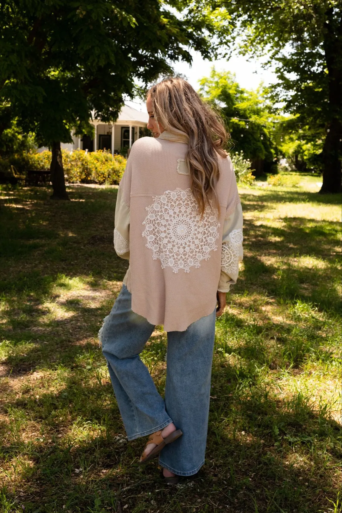 Way Home Patch Detail Shacket - Beige