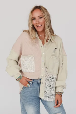 Way Home Patch Detail Shacket - Beige