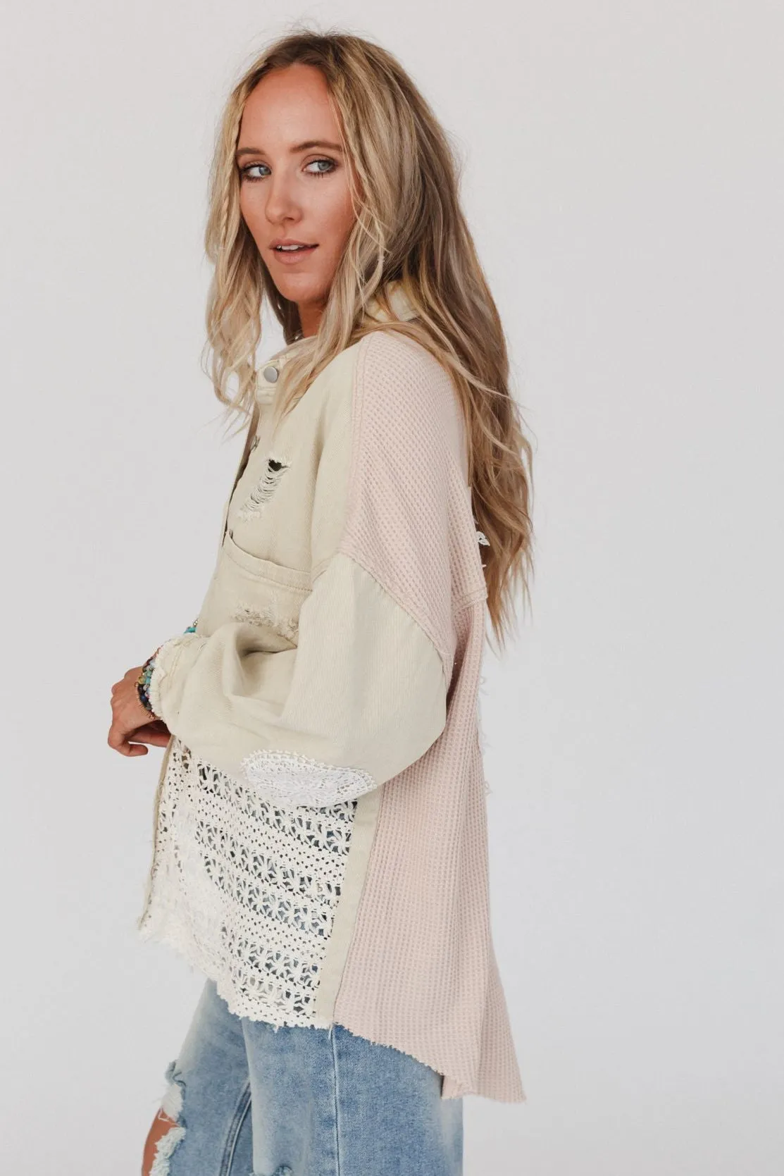Way Home Patch Detail Shacket - Beige