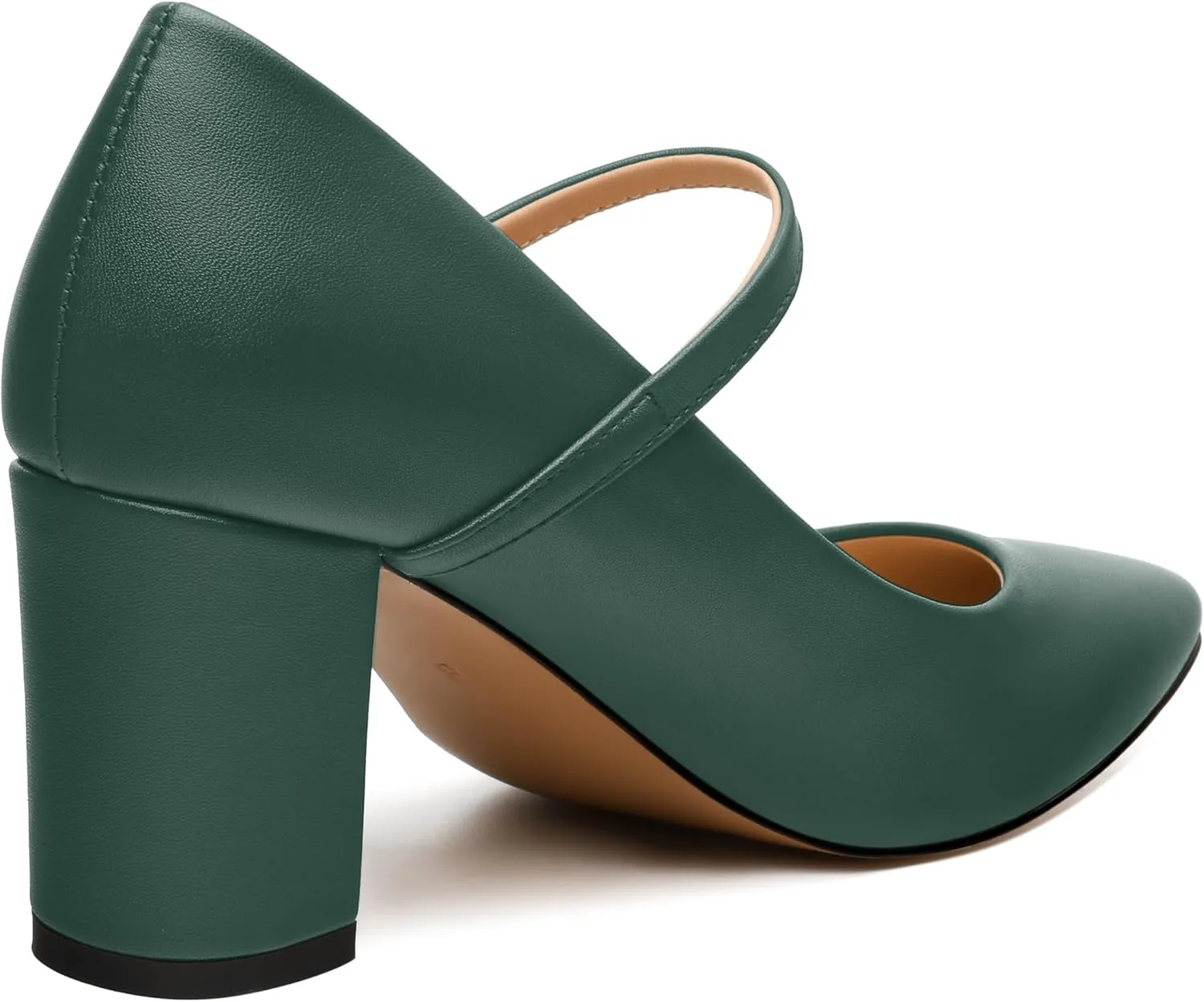 WAYDERNS Closed Pointed Toe Heels for Women Chunky Block High Heel Pumps Fashion Elegant Trendy Prom Party Wedding Dress Shoes with Strap 3 Inch