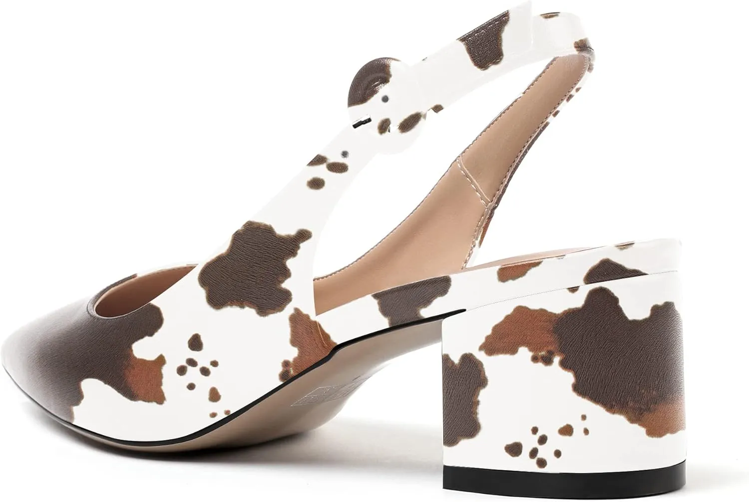 WAYDERNS Women's Slingback Pointed Toe Buckle Block Matte Chunky Low Heel Pumps Shoes 2 Inch