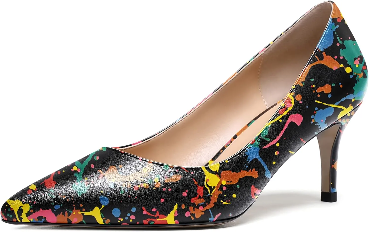 WAYDERNS Women's Slip On Solid Pointed Toe Matte Stiletto Mid Heel Pumps Shoes 2.5 Inch