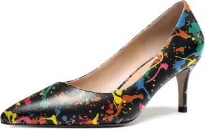 WAYDERNS Women's Slip On Solid Pointed Toe Matte Stiletto Mid Heel Pumps Shoes 2.5 Inch