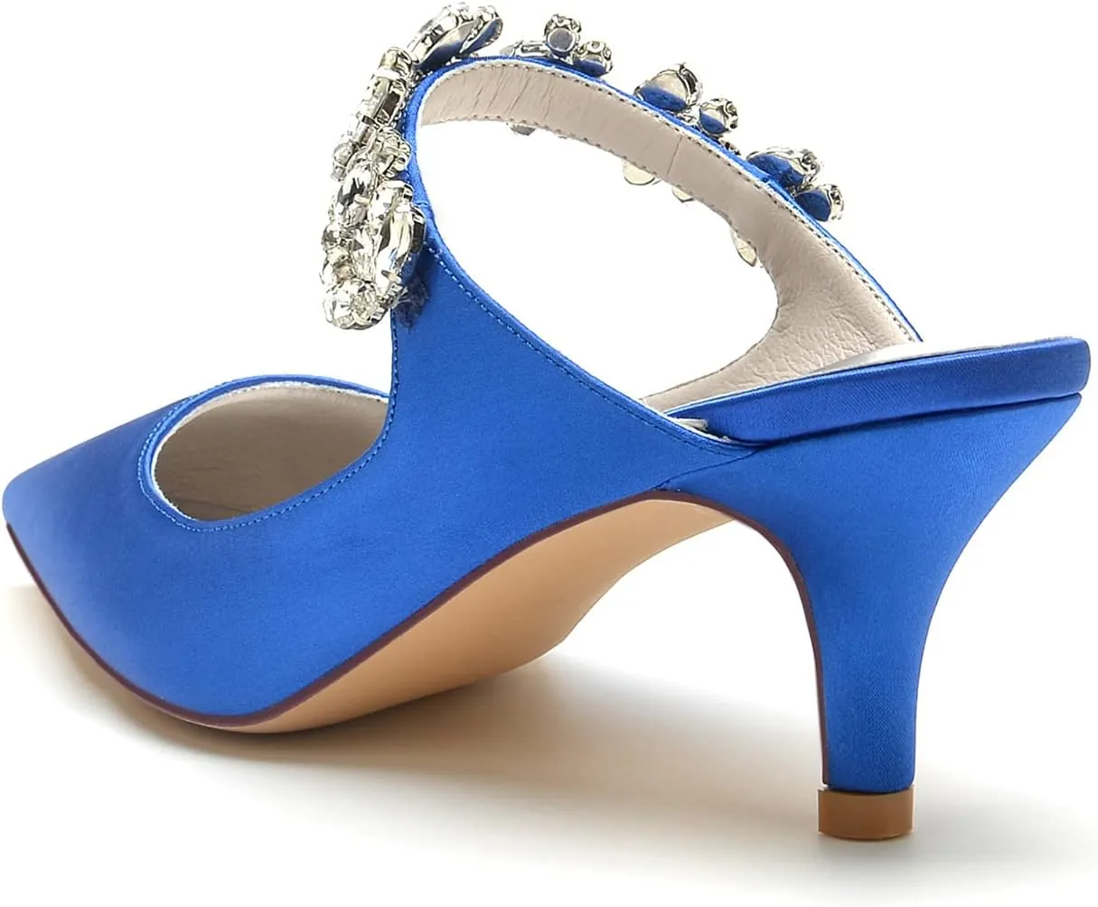 Wedding Dress Shoes Bridal Shoes for The Bride Heeled Sandals Womens Closed Mule Kitten Heel High Heels for Prom Pumps Sandal