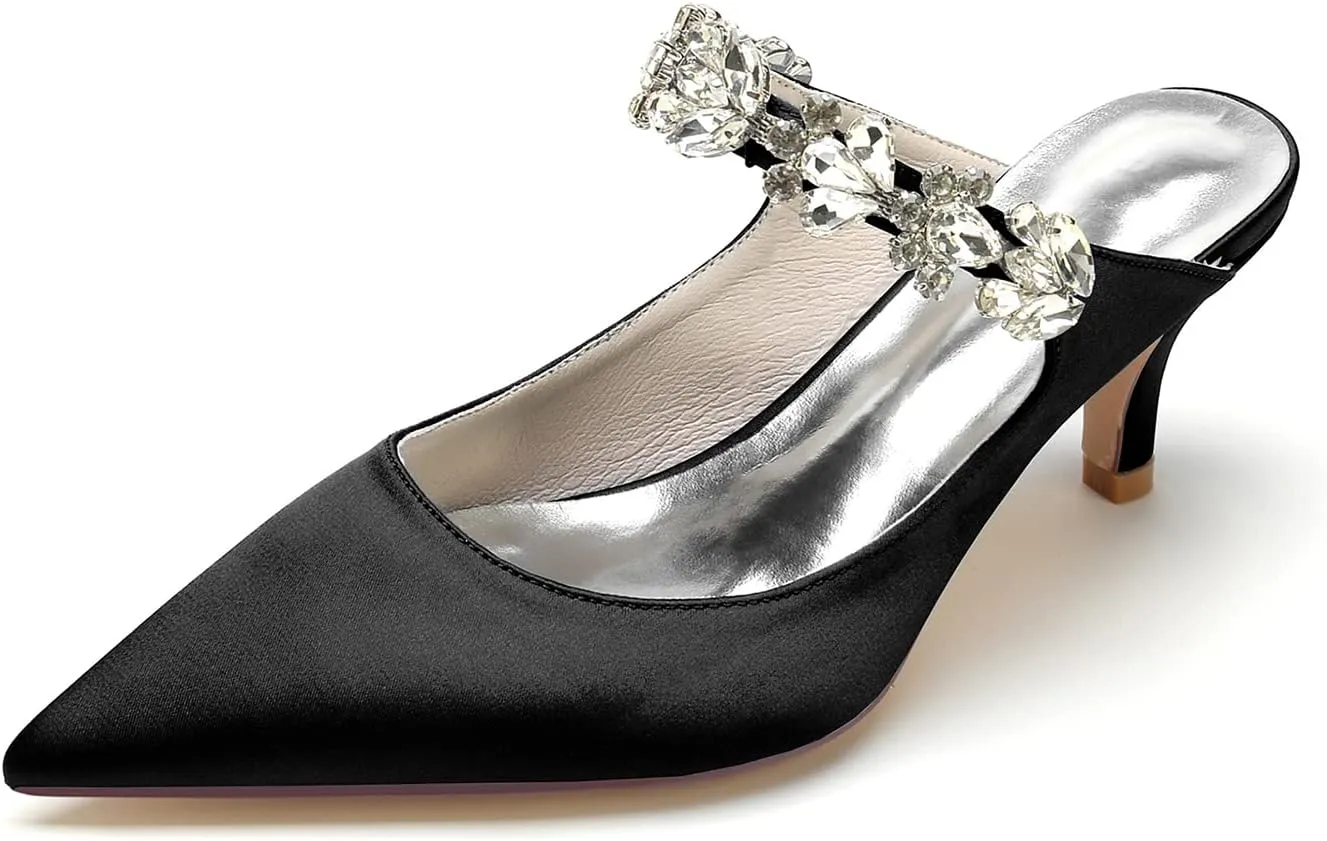 Wedding Dress Shoes Bridal Shoes for The Bride Heeled Sandals Womens Closed Mule Kitten Heel High Heels for Prom Pumps Sandal