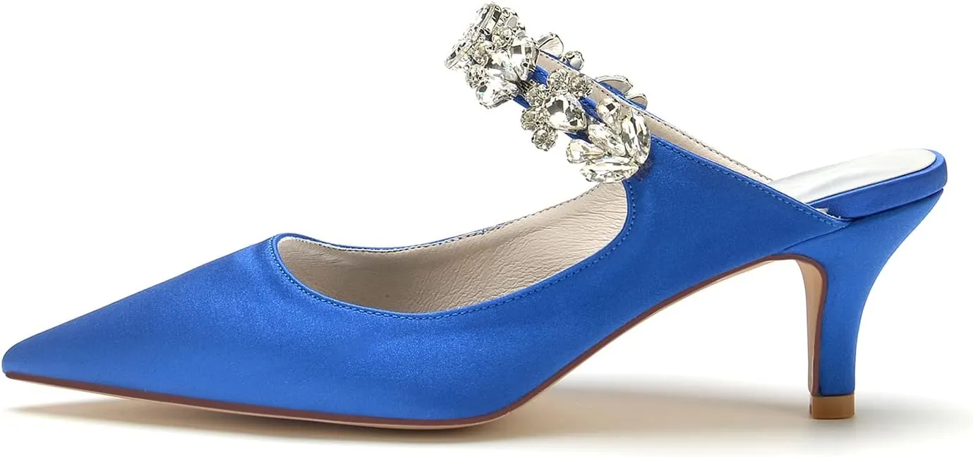 Wedding Dress Shoes Bridal Shoes for The Bride Heeled Sandals Womens Closed Mule Kitten Heel High Heels for Prom Pumps Sandal