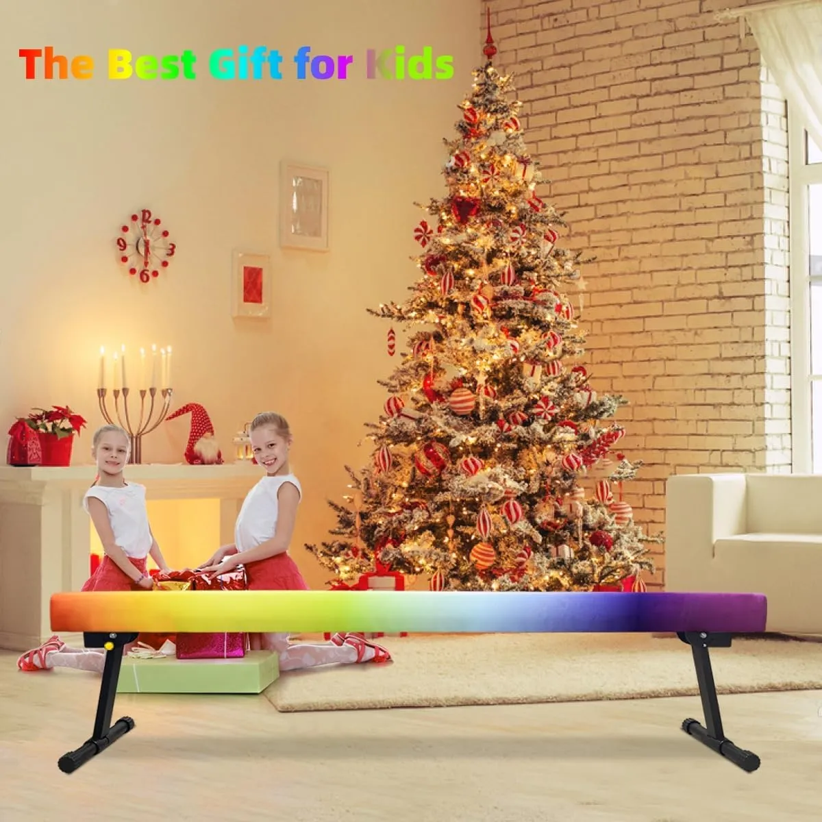 Wesky Adjustable Balance Beam,High and Low Floor Beam Gymnastics Equipment,Professional Gymnastics Beam for Kids Home Training with Foldable Legs