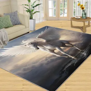 White Horse Rug & Home Decor - 2x6 Rug, Wings Animal Runner Rug, Fantasy Flying Horse Rugs, Machine Washable Rug Soft Non Slip Kitchen Laundry Room Entryway Bedroom