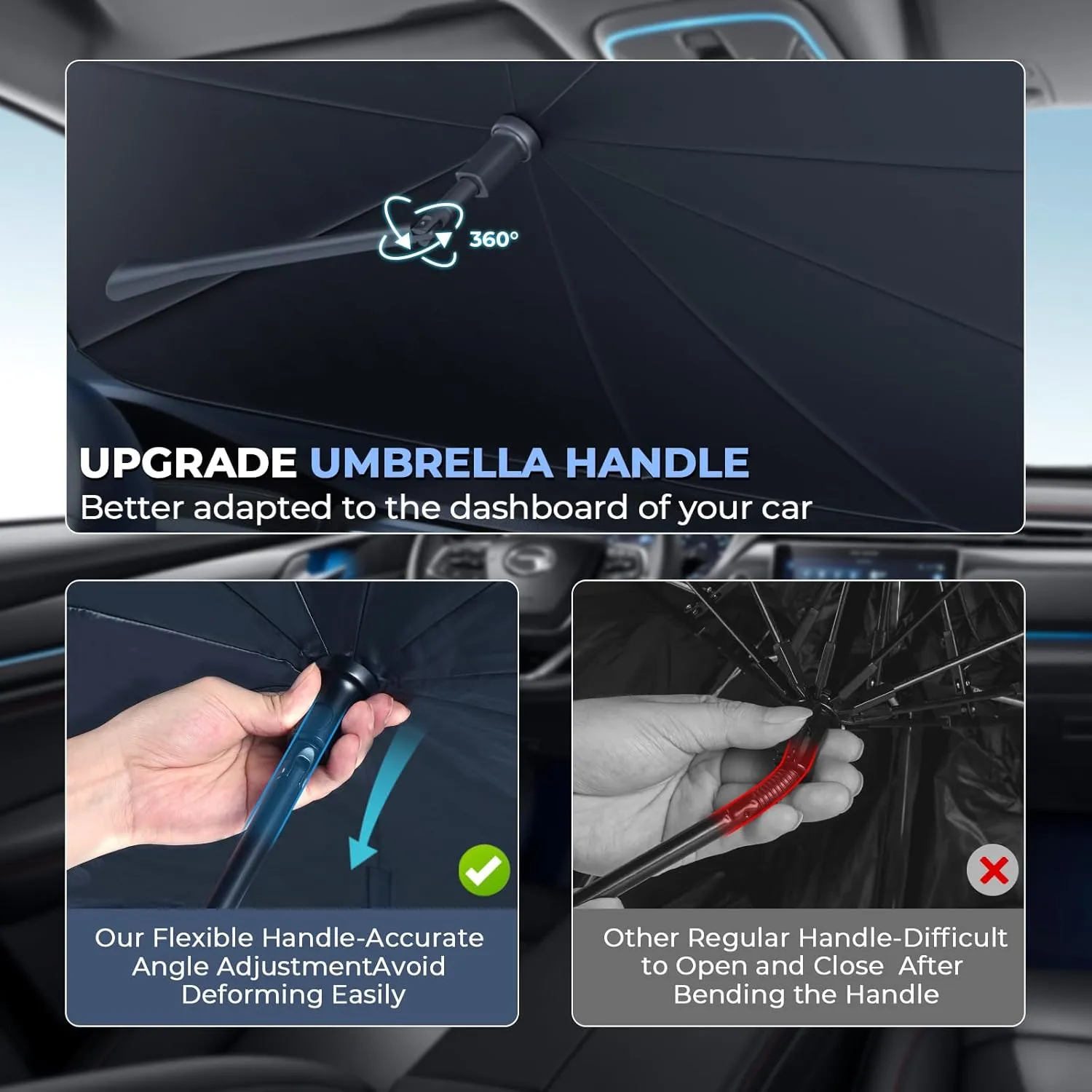 Windshield Sun Shade Umbrella: Custom Fit for 2021-2024 Chevrolet Suburban LS, LT, RST, Z71, Premier (GMT1YC) - Double Thickened Foldable Sunshade, Superior UV & Heat Protection, Keeps SUV Cool
