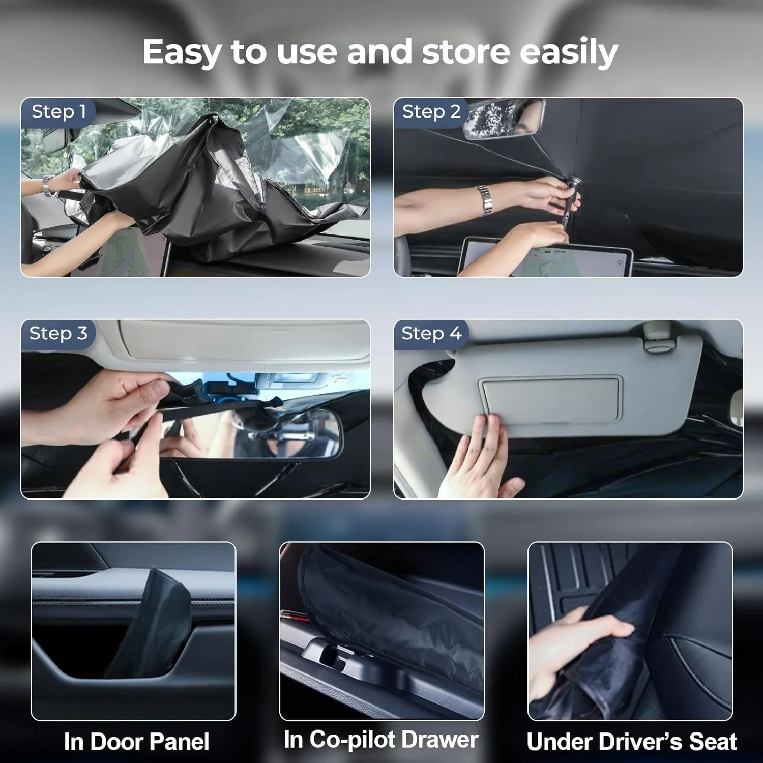 Windshield Sun Shade Umbrella: Custom Fit for 2021-2024 Chevrolet Suburban LS, LT, RST, Z71, Premier (GMT1YC) - Double Thickened Foldable Sunshade, Superior UV & Heat Protection, Keeps SUV Cool
