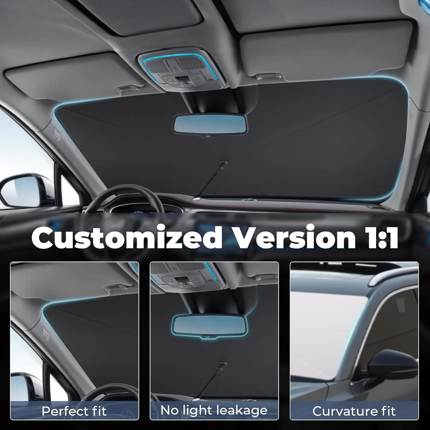 Windshield Sun Shade Umbrella: Custom Fit for 2021-2024 Chevrolet Suburban LS, LT, RST, Z71, Premier (GMT1YC) - Double Thickened Foldable Sunshade, Superior UV & Heat Protection, Keeps SUV Cool