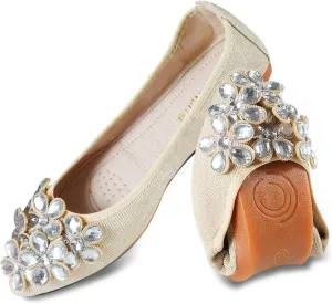 Women Ballet Flats Bling Cute Rhinestone Wedding Ballerina Shoes Foldable Sparkly Comfort Slip on Flat Shoes