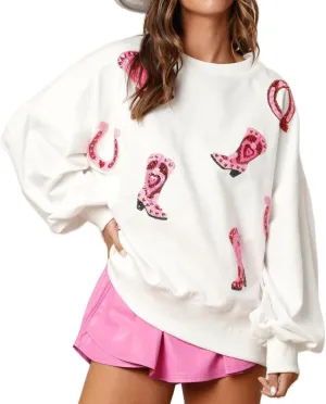 Women Cute Glitter Holiday Letter Sweaters Sparkle Sequin Long Sleeve Tops Casual Round Neck Pullover Sweatshirts