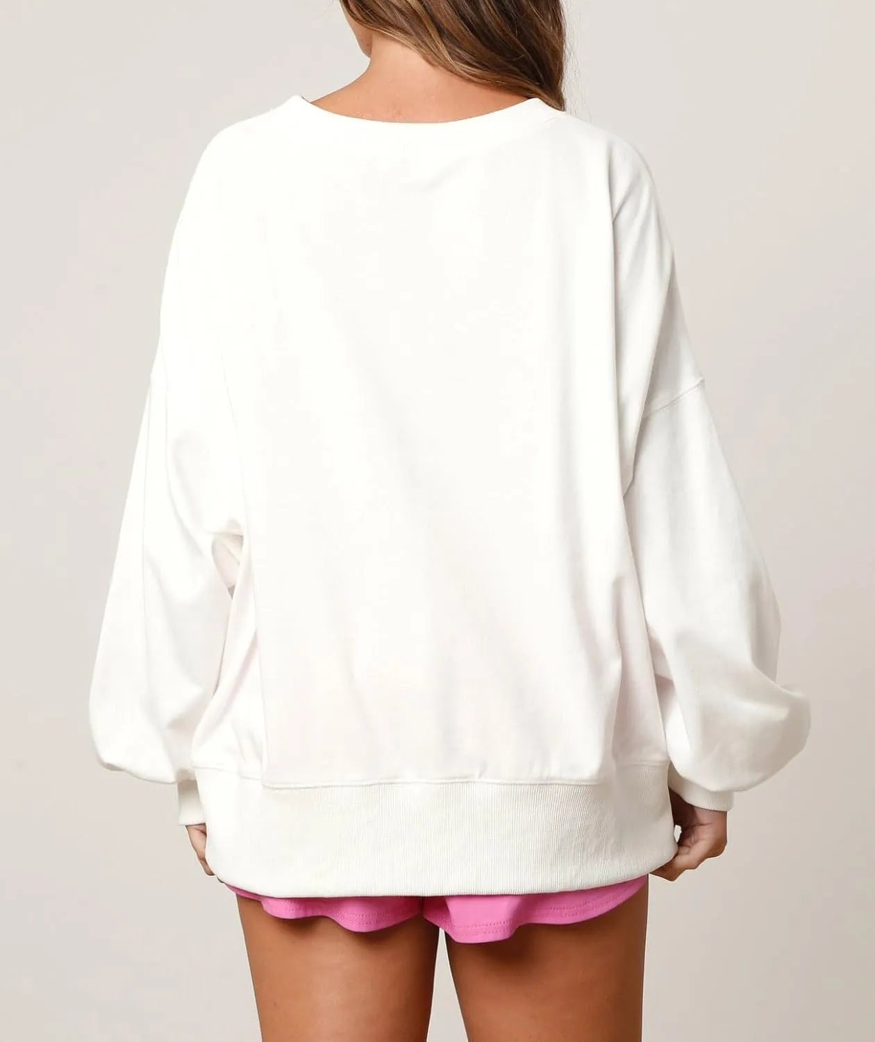 Women Cute Glitter Holiday Letter Sweaters Sparkle Sequin Long Sleeve Tops Casual Round Neck Pullover Sweatshirts