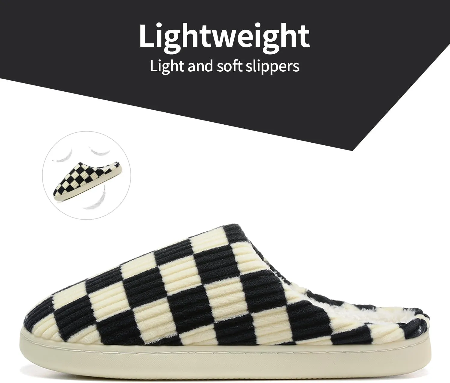 Women House Checkered Slippers - Plaid Scuff Memory Foam Non-Slip Indoor Outdoor Casual Soft Slides