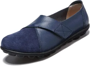 Women Premium Ultra Soft Orthopedic Flats Loafers Leather Slip on Soft Bottom Non-Slip Adjustable Easy On Comfy Large Size Moccasins Walking Dotmalls Shoes (Blue,11.5,Women,11.5)