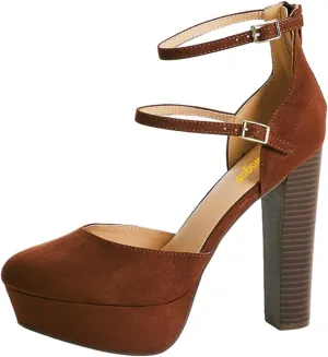 Women’s Ankle Strap Pumps High Chunky Heel Platform D’Orsay Pointed Toe Buckle Shoes Party Prom Evening Size 4-16 US